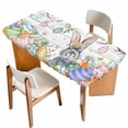 thumbnail image 1 of Easter Table Cloths for 4 Foot Rectangle Tables, Spring Bunny Eggs Tree Butterfly Grey Wooden Patio Waterproof Elastic Fitted Tablecloths, Washable Rectangular Table Cover for Camping, 1 of 8