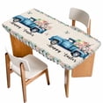 thumbnail image 1 of Easter Table Cloths for 4 Foot Rectangle Tables, Spring Farmhouse Truck Rabbit Eggs Floral Plaid Patio Waterproof Elastic Fitted Tablecloths, Washable Rectangular Table Cover for Camping, 1 of 8