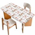 thumbnail image 1 of Easter Table Cloths for 4 Foot Rectangle Tables, Spring Pink Bow Bunny Grey White Checkered Patio Waterproof Elastic Fitted Tablecloths, Washable Rectangular Table Cover for Camping, 1 of 8