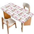 thumbnail image 1 of Easter Table Cloths for 4 Foot Rectangle Tables, Spring Pink Bow Rabbit Grey White Gingham Plaid Patio Waterproof Elastic Fitted Tablecloths, Washable Rectangular Table Cover for Camping, 1 of 8