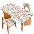 thumbnail image 1 of Easter Table Cloths for 4 Foot Rectangle Tables, Spring Rabbit Ears Eggs Carrots Floral Green Plaid Patio Waterproof Elastic Fitted Tablecloths, Washable Rectangular Table Cover for Camping, 1 of 8