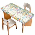 thumbnail image 1 of Easter Table Cloths for 4 Foot Rectangle Tables, Spring Rabbit Eggs Eucalyptus Leaves Floral Wood Patio Waterproof Elastic Fitted Tablecloths, Washable Rectangular Table Cover for Camping, 1 of 8