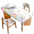 thumbnail image 1 of Easter Table Cloths for 4 Foot Rectangle Tables, Spring Rustic Botanical Floral Rabbit Eggs Leaves Patio Waterproof Elastic Fitted Tablecloths, Washable Rectangular Table Cover for Camping, 1 of 8