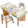 thumbnail image 1 of Easter Table Cloths for 4 Foot Rectangle Tables, Spring Rustic Rabbit Botanical Flowers Eggs Plaid Patio Waterproof Elastic Fitted Tablecloths, Washable Rectangular Table Cover for Camping, 1 of 8