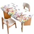 thumbnail image 1 of Easter Table Cloths for 4 Foot Rectangle Tables, Spring Watercolor Tulip Butterfly Flower Plant Patio Waterproof Elastic Fitted Tablecloths, Washable Rectangular Table Cover for Camping, 1 of 8