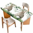 thumbnail image 1 of Easter Table Cloths for 5 Foot Rectangle Tables, Spring Bunny Botanical Eucalyptus Leaves Plants Patio Waterproof Elastic Fitted Tablecloths, Washable Rectangular Table Cover for Camping, 1 of 8