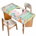 thumbnail image 1 of Easter Table Cloths for 5 Foot Rectangle Tables, Spring Colorful Bunny Eggs Flower Wood Grain Patio Waterproof Elastic Fitted Tablecloths, Washable Rectangular Table Cover for Camping, 1 of 8