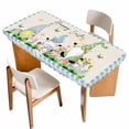 thumbnail image 1 of Easter Table Cloths for 5 Foot Rectangle Tables, Spring Gnomes Bunny Butterfly Duck Floral Plaid Patio Waterproof Elastic Fitted Tablecloths, Washable Rectangular Table Cover for Camping, 1 of 8
