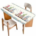 thumbnail image 1 of Easter Table Cloths for 5 Foot Rectangle Tables, Spring Rabbit Ear Gnomes Eggs Floral Lattice Patio Waterproof Elastic Fitted Tablecloths, Washable Rectangular Table Cover for Camping, 1 of 8