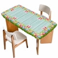 thumbnail image 1 of Easter Table Cloths for 5 Foot Rectangle Tables, Spring Rabbit Ears Colorful Eggs Wooden Grian Patio Waterproof Elastic Fitted Tablecloths, Washable Rectangular Table Cover for Camping, 1 of 8