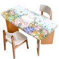 thumbnail image 1 of Easter Table Cloths for 5 Foot Rectangle Tables, Spring Rabbit Feet Eggs Botanical Flowers Butterfly Patio Waterproof Elastic Fitted Tablecloths, Washable Rectangular Table Cover for Camping, 1 of 8