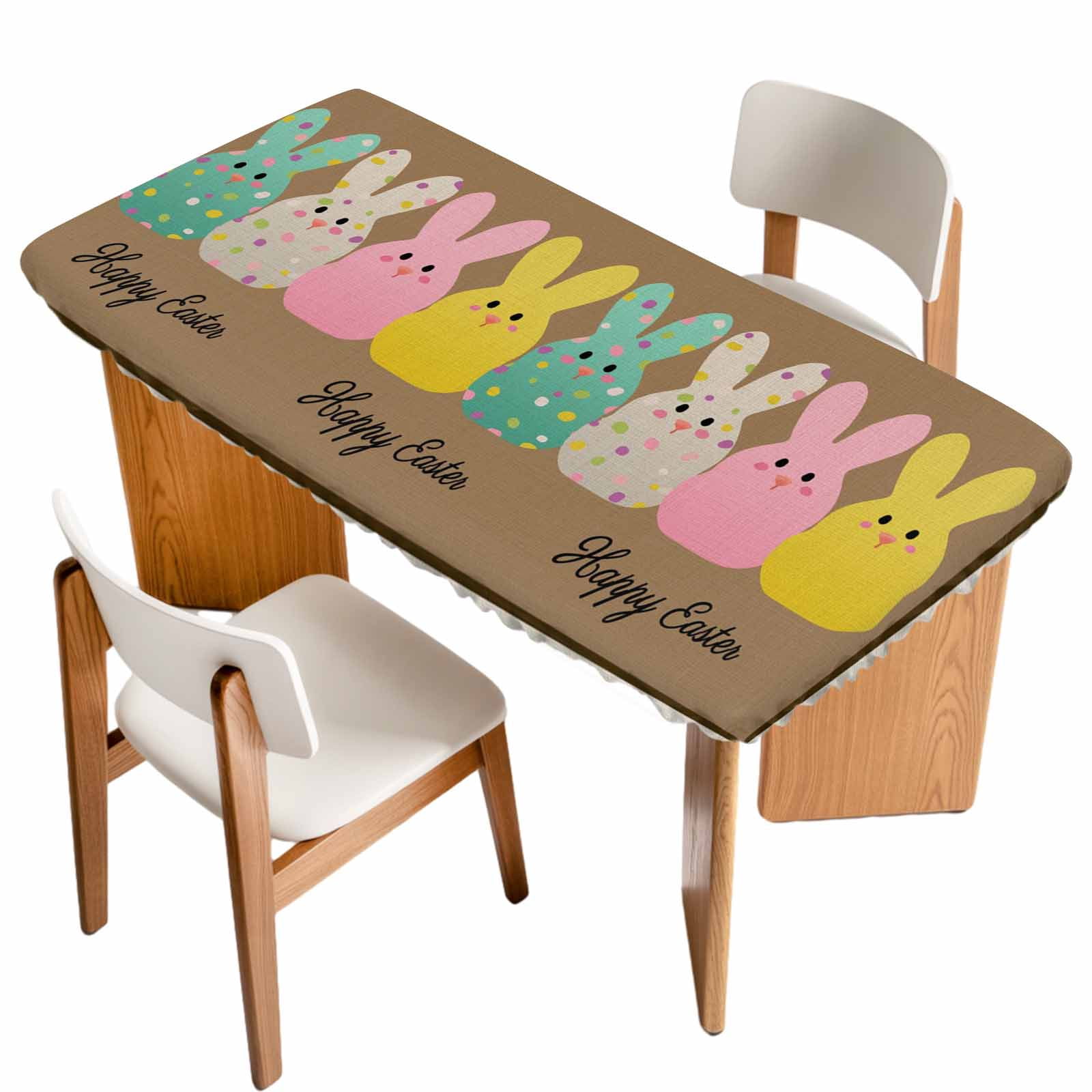 Easter Table Cloths for 6 Foot Rectangle Tables, Colorful Bunny Spring ...