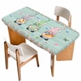 thumbnail image 1 of Easter Table Cloths for 6 Foot Rectangle Tables, Farmhouse Gnomes Rabbits Eggs Wooden Grain Patio Waterproof Elastic Fitted Tablecloths, Washable Rectangular Table Cover for Camping, 1 of 8