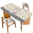 thumbnail image 1 of Easter Table Cloths for 6 Foot Rectangle Tables, Spring Farmhouse Retro Bunny Eggs Flower Black Plaid Patio Waterproof Elastic Fitted Tablecloths, Washable Rectangular Table Cover for Camping, 1 of 8