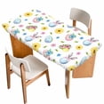 thumbnail image 1 of Easter Table Cloths for 6 Foot Rectangle Tables, Spring Watercolor Bunny Eggs Daisy Flowers Patio Waterproof Elastic Fitted Tablecloths, Washable Rectangular Table Cover for Camping, 1 of 8
