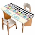 thumbnail image 1 of Easter Table Cloths for 6 Foot Rectangle Tables, Spring Watercolor Bunny Eggs Flowers Black Plaid Patio Waterproof Elastic Fitted Tablecloths, Washable Rectangular Table Cover for Camping, 1 of 8