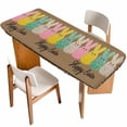 thumbnail image 1 of Easter Table Cloths for 8 Foot Rectangle Tables, Colorful Bunny Spring Cartoon Cute Rabbits Brown Patio Waterproof Elastic Fitted Tablecloths, Washable Rectangular Table Cover for Camping, 1 of 8