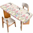 thumbnail image 1 of Easter Table Cloths for 8 Foot Rectangle Tables, Country Spring Rabbit Feet Eggs Botanical Flowers Patio Waterproof Elastic Fitted Tablecloths, Washable Rectangular Table Cover for Camping, 1 of 8
