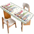 thumbnail image 1 of Easter Table Cloths for 8 Foot Rectangle Tables, Funny Bunny Ear Gnomes Colorful Eggs Flowers Plaid Patio Waterproof Elastic Fitted Tablecloths, Washable Rectangular Table Cover for Camping, 1 of 8