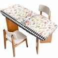 thumbnail image 1 of Easter Table Cloths for 8 Foot Rectangle Tables, Spring Farmhouse Bunny Eggs Flower Black Plaid Patio Waterproof Elastic Fitted Tablecloths, Washable Rectangular Table Cover for Camping, 1 of 8