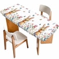 thumbnail image 1 of Easter Table Cloths for 8 Foot Rectangle Tables, Spring Flowers Wreath Rabbit Budding Florals Patio Waterproof Elastic Fitted Tablecloths, Washable Rectangular Table Cover for Camping, 1 of 8