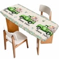 thumbnail image 1 of Easter Table Cloths for 8 Foot Rectangle Tables, Spring Truck Rabbit Flowers Eggs Green Check Patio Waterproof Elastic Fitted Tablecloths, Washable Rectangular Table Cover for Camping, 1 of 8
