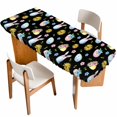 thumbnail image 1 of Easter Table Cloths for 8 Foot Rectangle Tables, Spring Watercolor Bunny Eggs Flowers Black Patio Waterproof Elastic Fitted Tablecloths, Washable Rectangular Table Cover for Camping, 1 of 8