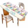 thumbnail image 1 of Easter Table Cloths for 8 Foot Rectangle Tables, Spring Watercolor Bunny Eggs Flowers Pink Plaid Patio Waterproof Elastic Fitted Tablecloths, Washable Rectangular Table Cover for Camping, 1 of 8