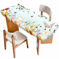 thumbnail image 1 of Easter Table Cloths for 8 Foot Rectangle Tables, Spring Watercolor Bunny Eggs Tulip Flower Plant Patio Waterproof Elastic Fitted Tablecloths, Washable Rectangular Table Cover for Camping, 1 of 8