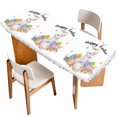 thumbnail image 1 of Easter Table Cloths for 8 Foot Rectangle Tables, Spring Watercolor Easter Eggs Bunny Flower Patio Waterproof Elastic Fitted Tablecloths, Washable Rectangular Table Cover for Camping, 1 of 8