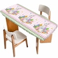 thumbnail image 1 of Easter Table Cloths for 8 Foot Rectangle Tables, Spring Watercolor Easter Eggs Bunny Pink Green Plaid Patio Waterproof Elastic Fitted Tablecloths, Washable Rectangular Table Cover for Camping, 1 of 8