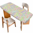 thumbnail image 1 of Easter Table Cloths for 8 Foot Rectangle Tables, Watercolor Rabbits Love Polka Dots Spring Beige Patio Waterproof Elastic Fitted Tablecloths, Washable Rectangular Table Cover for Camping, 1 of 8