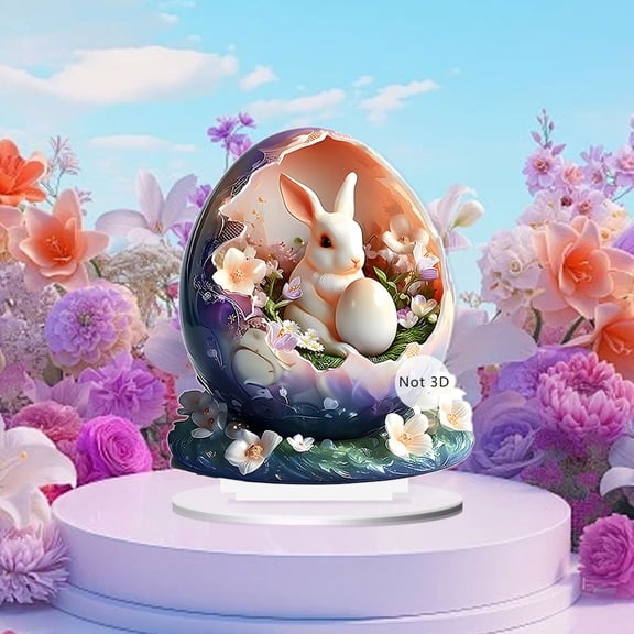 Easter Table Decor 2D Visual Acrylic Tabletop Ornament for Home Living Room Bedroom Spring Festival Display