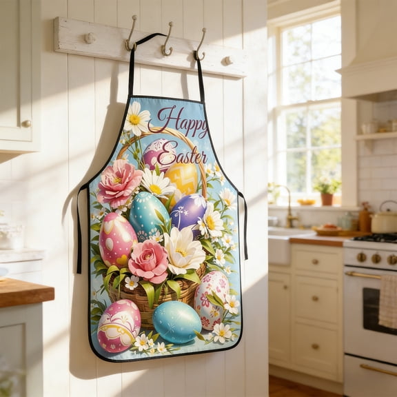 Easter Table Decor Easter Apron with Rabbit and Egg Print for Dining Prep Holiday Party Wear