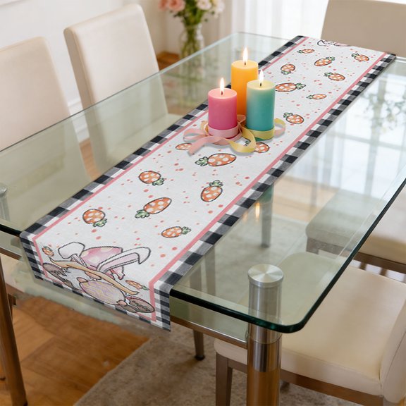 Easter Table Decor,Easter Table Runner,Easter Table Flag Linen Double-sided Tablecloth Tablecloth,Dining Room Table Decor,Dining Table Decor,Table Decorations For Dining Room(B 60*13IN)