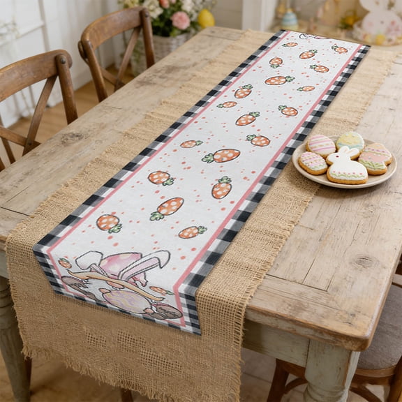 Easter Table Decor,Easter Table Runner,Easter Table Flag Linen Double-sided Tablecloth Tablecloth,Dining Room Table Decor,Dining Table Decor,Table Decorations For Dining Room(B 70*13IN)