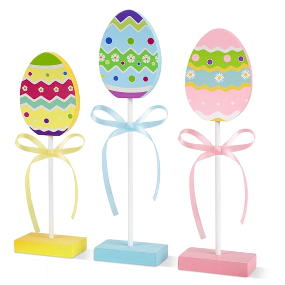 Easter Table Decoration 3Pcs Easter Tiered Tray Decor Set Wooden Eggs Signs Centerpieces Home Kitchen Party Decorations style3