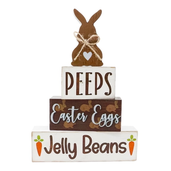 Easter Table Decoration Easter Bunny Centerpieces Decor Tiered Tray Décor Farmhouse Easter Blocks for Desk Shelf Party Supplies Design 2