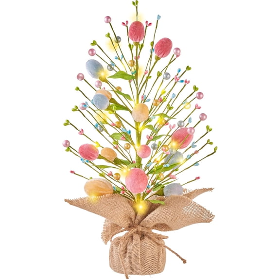 Easter Table Decorations - 18 Inch Easter Egg Tree Centerpiece with Pastel Felt Eggs, Spring Table Decor for Home Office Dining Room, Holiday Party Decor