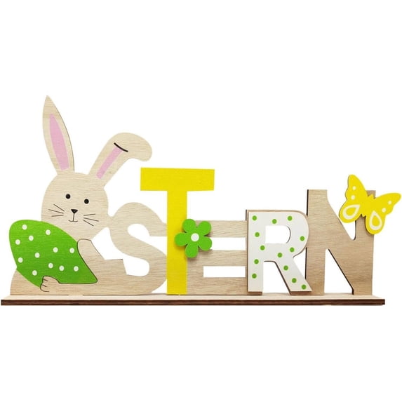Easter Table Decorations Easter Bunny Wooden Signs for Home Decor Easter Party Decorations for Tiered Tray Tabletop Shelf Mantel Party Outdoor Indoor (E)