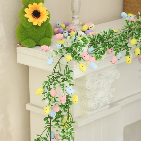 Easter Table Decorative Rattan Green Plastic Easter Egg Garland Wall Hangings Decor 82.6inch