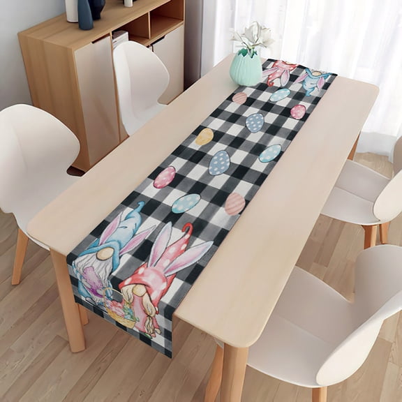 Easter Table Flag Linen Double Sided Tablecloth Runner for Spring Holiday Party Dining Decor Table Setting and Easter Supplies