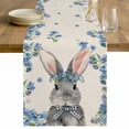 thumbnail image 1 of Easter Table Runner 108 Inches Long Farmhouse Dress Scarves, Spring Rabbit Blue Botanical Flowers Farmhouse Dining Tablerunner for Coffee Table/Kitchen Island/Party Décor, 13" x 108", 1 of 8