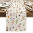 thumbnail image 1 of Easter Table Runner - 120 Inch Long, Kitchen Dining Table Runner Dresser Scarves, Country Rabbits Colorful Eggs Leaves Flowers Farmhouse Decor for Coffee Tables Wedding Party Banquet, 1 of 8