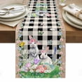 thumbnail image 1 of Easter Table Runner - 120 Inch Long, Kitchen Dining Table Runner Dresser Scarves, Spring Rabbit Flowers Colorful Eggs Black Lattice Farmhouse Decor for Coffee Tables Wedding Party Banquet, 1 of 8