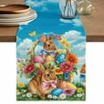 thumbnail image 1 of Easter Table Runner 120 Inches, Country Spring Rabbit Flowers Eggs Blue Sky Bed Runner Dresser Scarves Tabletop for Indoor Outdoor Parties/Ceremony/Banquet, 13"x 120", 1 of 8
