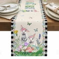 thumbnail image 1 of Easter Table Runner - 48 Inch Long, Kitchen Dining Table Runner Dresser Scarves, Country Rabbits Eggs Floral Leaves Butterfly Plaid Farmhouse Decor for Coffee Tables Wedding Party Banquet, 1 of 8