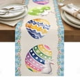 thumbnail image 1 of Easter Table Runner - 60 Inch Long, Kitchen Dining Table Runner Dresser Scarves, Colorful Eggs Rabbit Flowers Leaves Blue Plaid Farmhouse Decor for Coffee Tables Wedding Party Banquet, 1 of 8