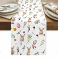 thumbnail image 1 of Easter Table Runner - 60 Inch Long, Kitchen Dining Table Runner Dresser Scarves, Spring Farmhouse Rabbits Eggs Leaves Flowers Farmhouse Decor for Coffee Tables Wedding Party Banquet, 1 of 8