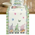 thumbnail image 1 of Easter Table Runner 60 Inches Long Farmhouse Dress Scarves, Spring Gnomes Floral Bunny Eggs Green Lattice Dining Tablerunner for Coffee Table/Kitchen Island/Party Décor, 13" x 60", 1 of 8